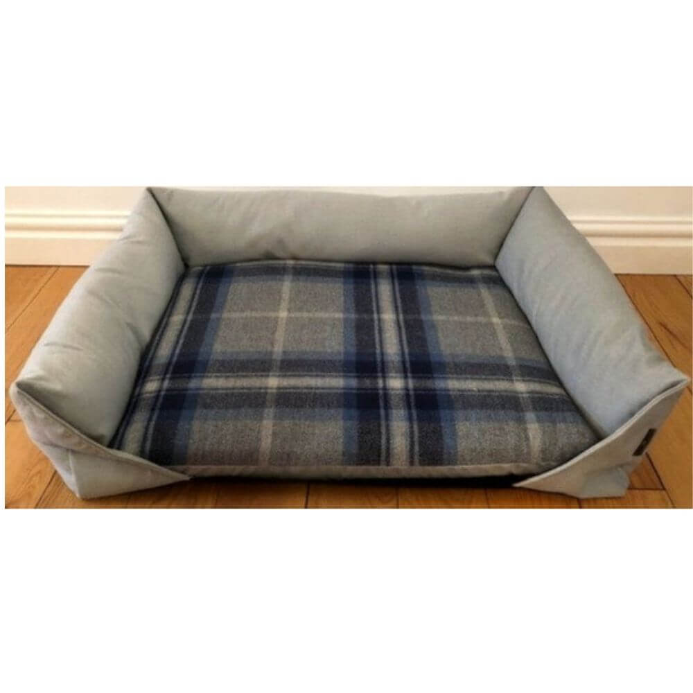 GB Pet Beds Handmade Country Check Velour Dog Sofa Bed