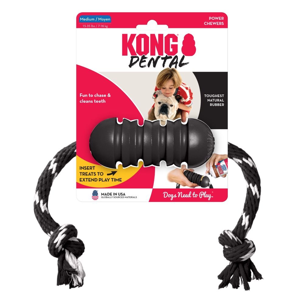 KONG Extreme Dental Dog Toy with Rope – Medium